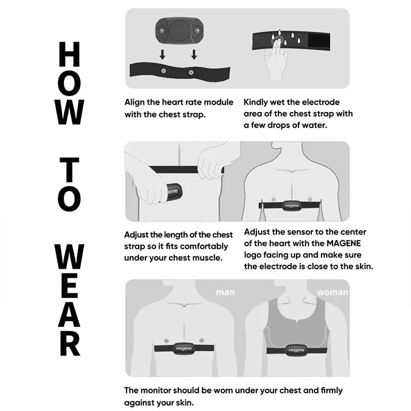 Heart Rate Sensor With Chest Strap and Sports Band Belt